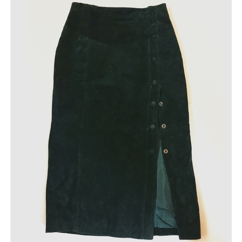 Forest Green Leather Skirt